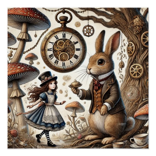alice aventures in wonderland white rabbit poster (Front)