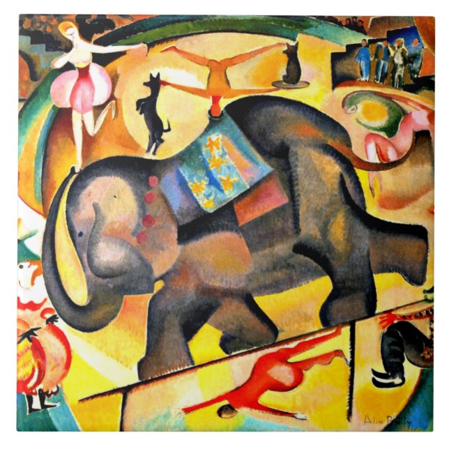 Alice Bailly - The Elephant, fine art painting, Ceramic Tile (Front)