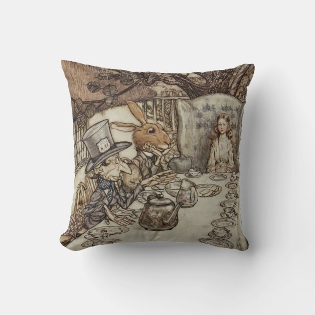 Alice Birthday Unbirthday Rabbit Hatter Party Cushion (Front)
