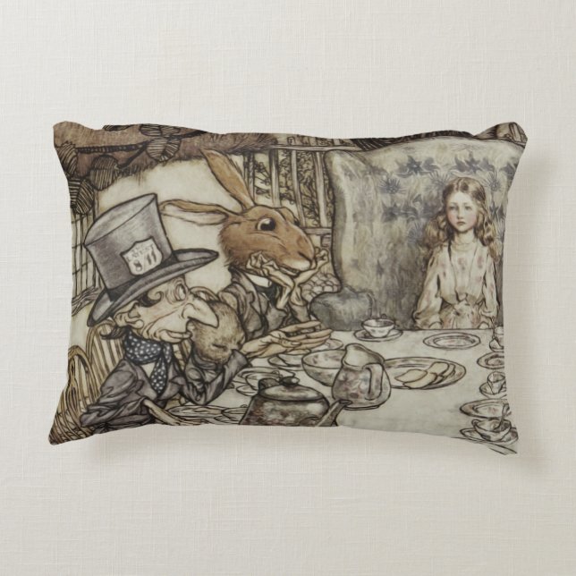 Alice Birthday Unbirthday Rabbit Hatter Party Decorative Cushion (Back)