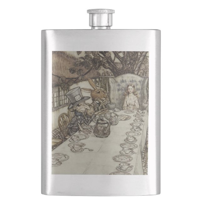 Alice Birthday Unbirthday Rabbit Hatter Party Hip Flask (Front)