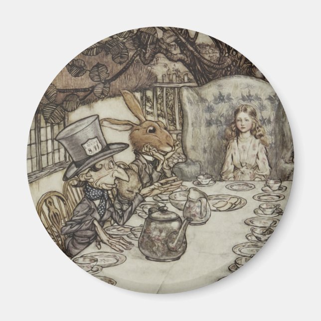 Alice Birthday Unbirthday Rabbit Hatter Party Magnet (Front)