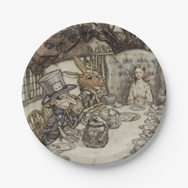Alice Birthday Unbirthday Rabbit Hatter Party Paper Plate (Front)