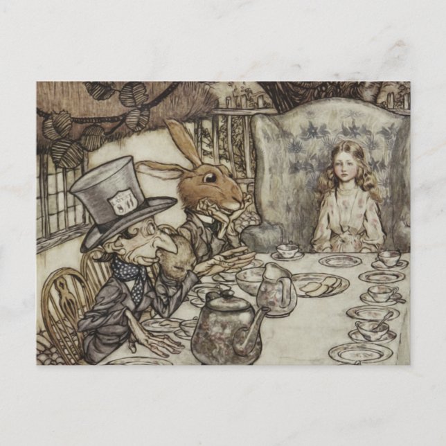Alice Birthday Unbirthday Rabbit Hatter Party Postcard (Front)