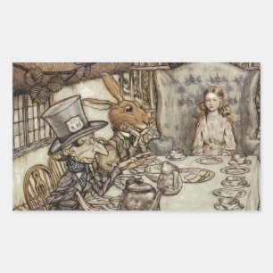 Alice Birthday Unbirthday Rabbit Hatter Party Rectangular Sticker