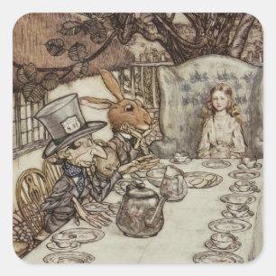 Alice Birthday Unbirthday Rabbit Hatter Party Square Sticker