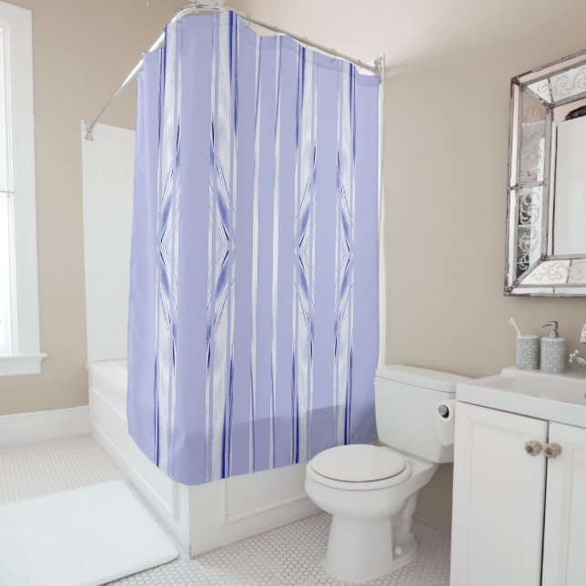 Alice-Blue Bar Repeat Shower Curtain (In Situ)