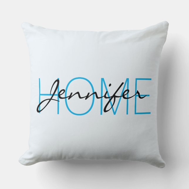 Alice blue colour home monogram cushion (Front)