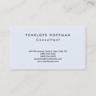 Alice Blue Stylish Plain Simple Professional Class Business Card