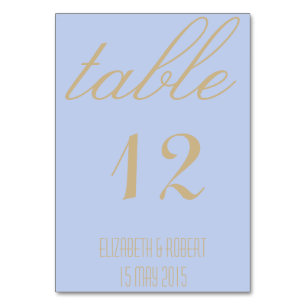Alice Blue w/ Gold Chevrons and Calligraphy Table Number