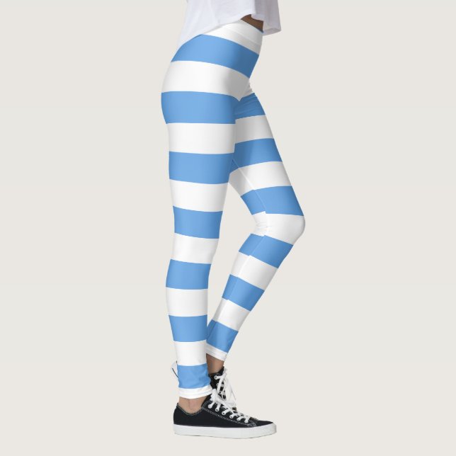 Alice Blue White Large Stripes Leggings (Right)