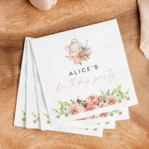 ALICE Blush Floral Birthday Tea Party Brunch Paper Napkin