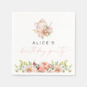 ALICE Blush Floral Birthday Tea Party Brunch Paper Napkin (Front)