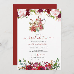 ALICE Blush Floral Bridal Tea Party Brunch Shower Invitation