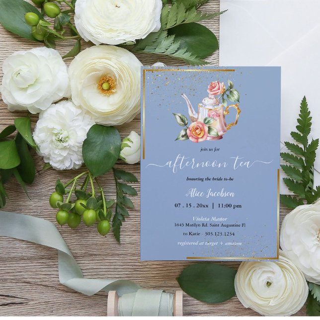 ALICE Blush Floral Bridal Tea Party Brunch Shower Invitation (Creator Uploaded)