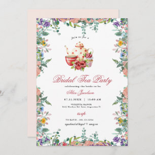 ALICE Blush Floral Bridal Tea Party Brunch Shower Invitation