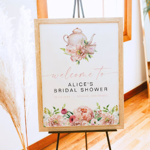 ALICE Blush Floral Bridal Tea Party Brunch Welcome Poster