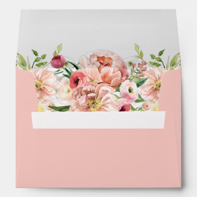 ALICE Blush Pink Spring Summer Floral Envelope (Back (Bottom))