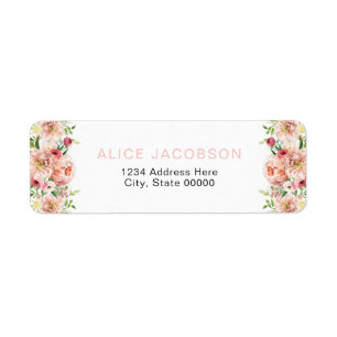 ALICE Blush Spring Summer Floral Return Address Label