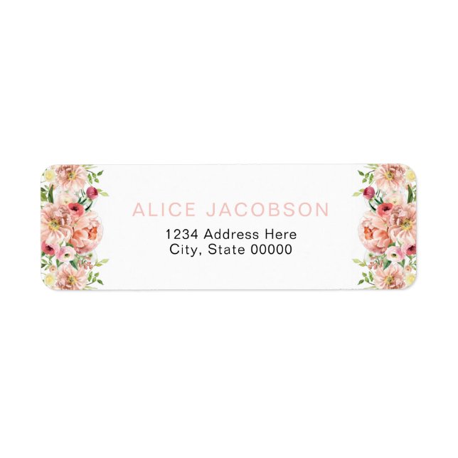 ALICE Blush Spring Summer Floral Return Address Label (Front)
