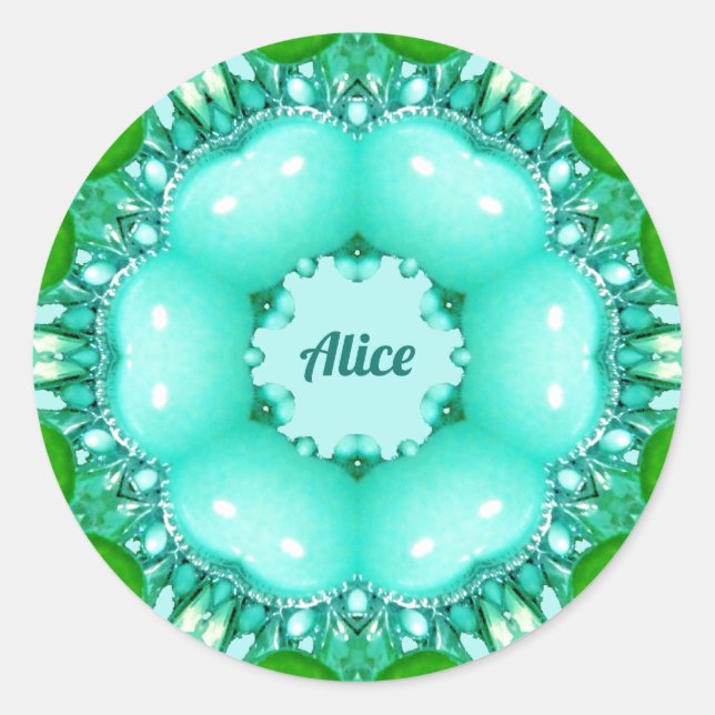 ALICE ~ Bright Abstract Fractal Pattern ~  Classic Classic Round Sticker (Front)