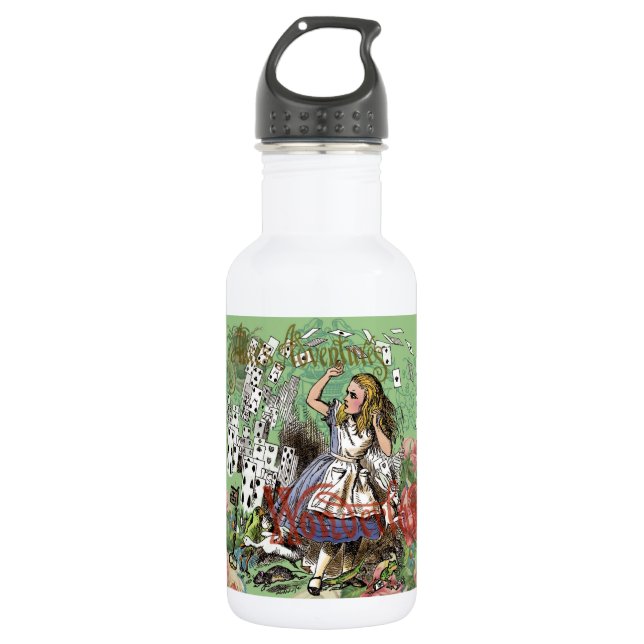 alice cards wonderland hatter rabbit  532 ml water bottle (Front)