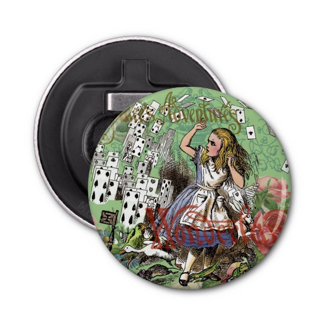 alice cards wonderland hatter rabbit  bottle opener (Front)