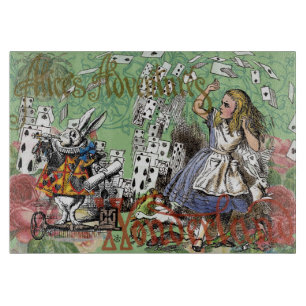 alice cards wonderland hatter rabbit  cutting board