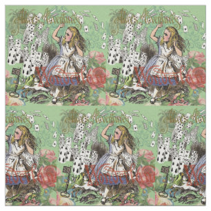 alice cards wonderland hatter rabbit  fabric