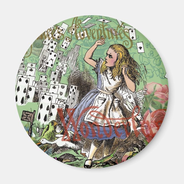 alice cards wonderland hatter rabbit  magnet (Front)