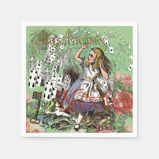 alice cards wonderland hatter rabbit  napkin (Front)