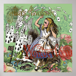 alice cards wonderland hatter rabbit  poster