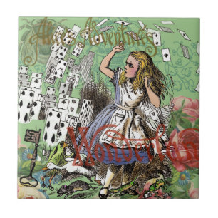 alice cards wonderland hatter rabbit tile