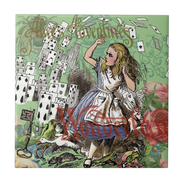 alice cards wonderland hatter rabbit  tile (Front)
