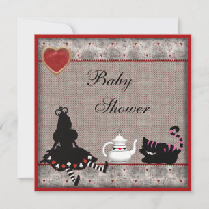 Alice & Cheshire Cat Baby Shower Tea Party Invites