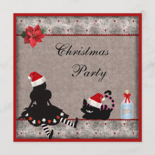 Alice & Cheshire Cat Christmas Party Invites