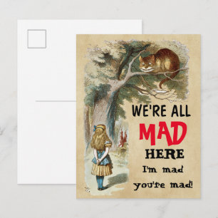 Alice - Cheshire Cat - I'm mad , you're mad Postcard