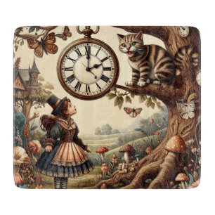 Alice & Cheshire Cat: Whimsical Wonderland Fantasy Cutting Board