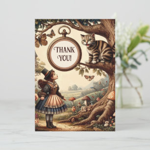 Alice & Cheshire Cat: Whimsical Wonderland Fantasy Thank You Card