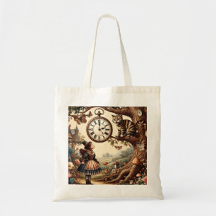 Alice & Cheshire Cat: Whimsical Wonderland Fantasy Tote Bag
