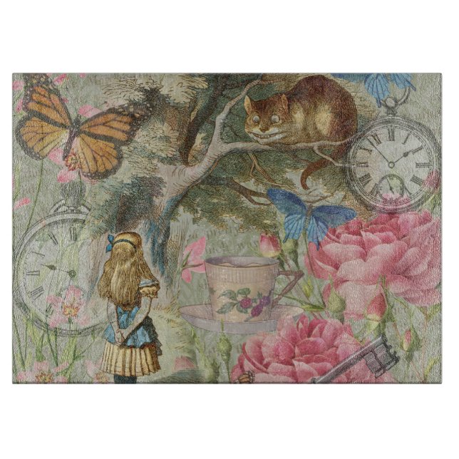 Alice Cheshire Cat Wonderland Tree Garden Cutting Board (Front)