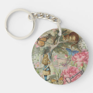 Alice Cheshire Cat Wonderland Tree Garden Key Ring