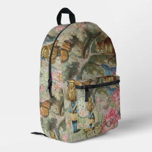 Alice Cheshire Cat Wonderland Tree Garden Printed Backpack