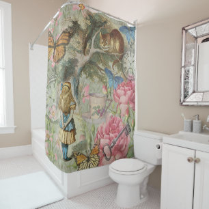 Alice Cheshire Cat Wonderland Tree Garden Shower Curtain