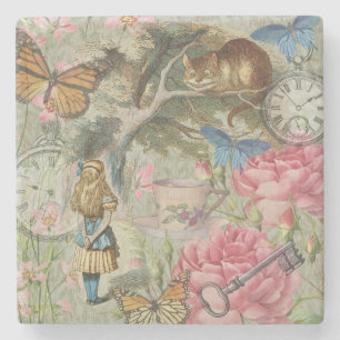 Alice Cheshire Cat Wonderland Tree Garden Stone Coaster
