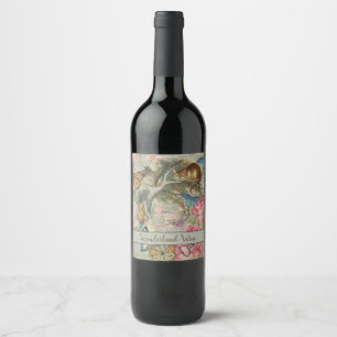 Alice Cheshire Cat Wonderland Tree Garden Wine Label