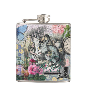 Alice Classic Wonderland Dodo Tenniel Art Hip Flask