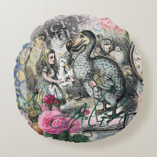 Alice Classic Wonderland Dodo Tenniel Art Round Cushion