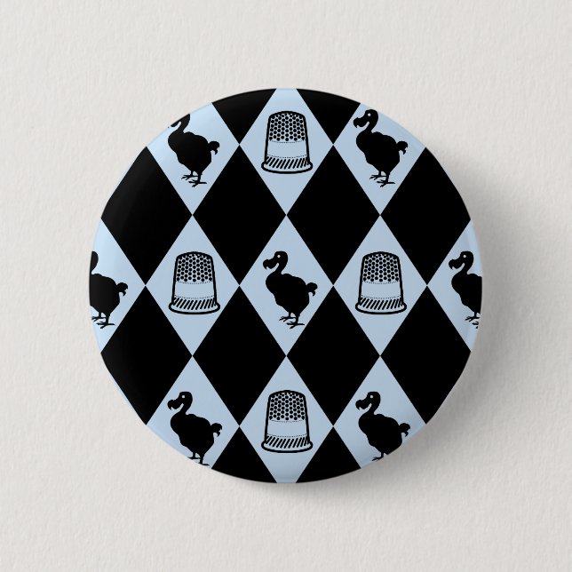 Alice Dodo and Thimble Pattern 6 Cm Round Badge (Front)