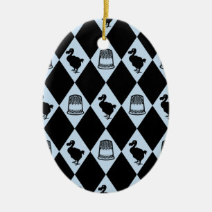 Alice Dodo & Thimble Pattern Ceramic Tree Decoration